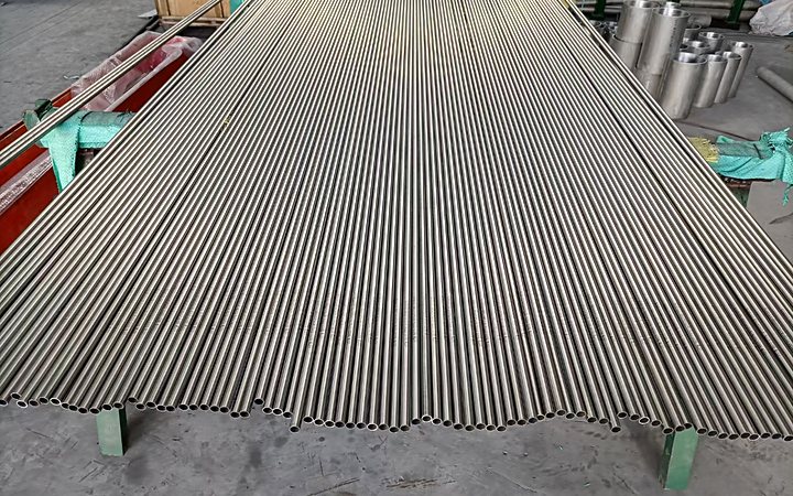 Rows of seamless alloy pipe in a production bay