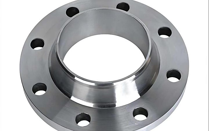 Weld neck flange with prepared bevel ready for welding